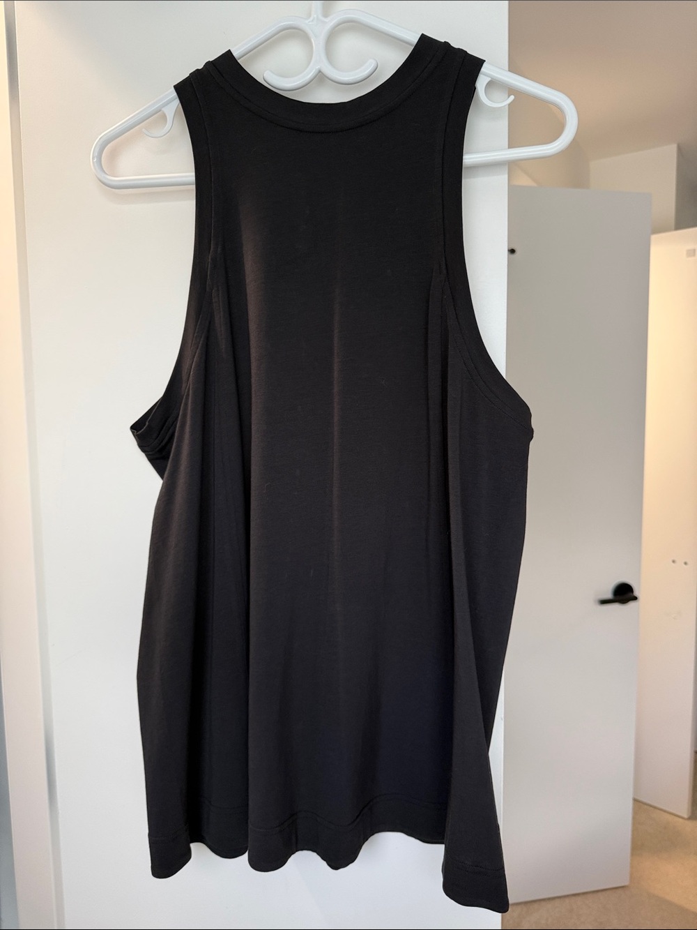 lululemon black long cotton crewneck tank top